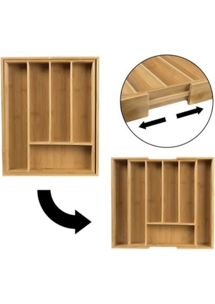 Kahverengi Bambu Çekmece Içi Kaşıklık, Düzenleyici ve Şık Tasarım