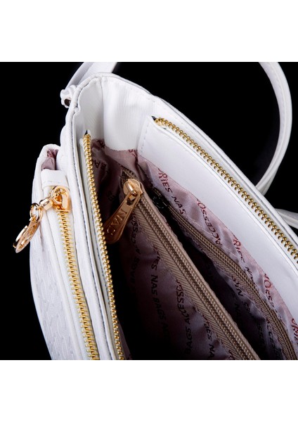 Kadın Çapraz Çanta Ayarlanabilir Askı Bölmeli Iç Dizayn Beyaz Gofraj modelleri