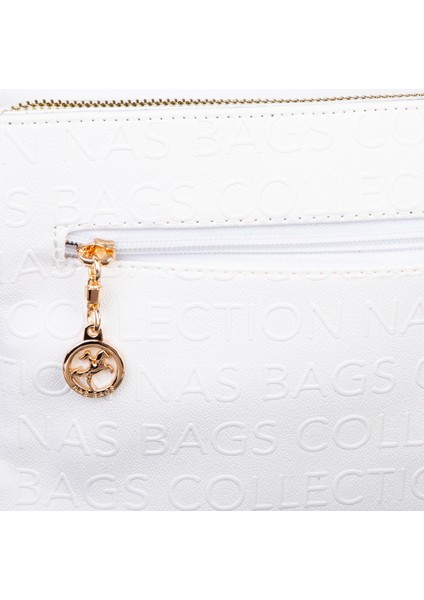 Kadın Çapraz Çanta Ayarlanabilir Askı Bölmeli Iç Dizayn Beyaz Gofraj fırsatları