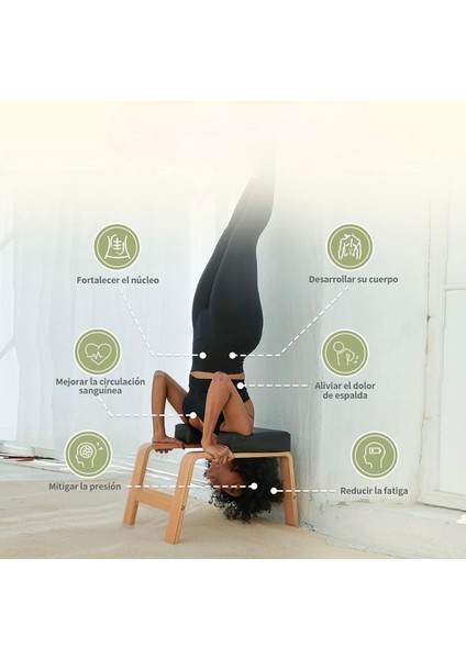 Ahşap Yoga Sehpası Ters Duruş Bench Inversiyon Baş Standı Sandalyesi | Sırt & Boyun Ağrısına ve Kan Dolaşımına Yardımcı