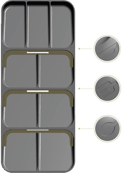 9 Bölmeli Çekmece Içi Kaşıklık, Şık ve Fonksiyonel Antrasit Renkli Organizer modelleri