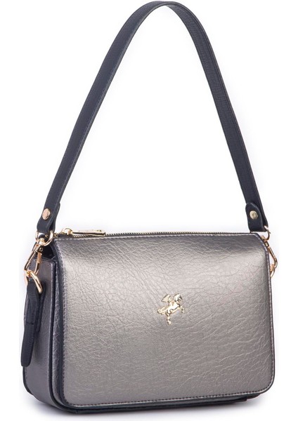 Kadın Omuz ve Çapraz Çanta Gri Siyah Victoria