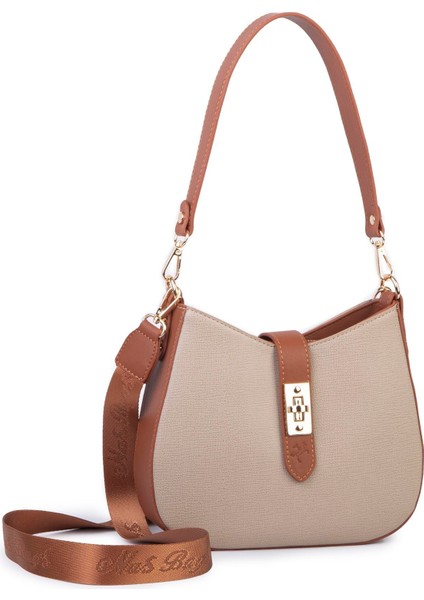 Kadın Oval Omuz ve Çapraz Çanta Kum Taba Liza