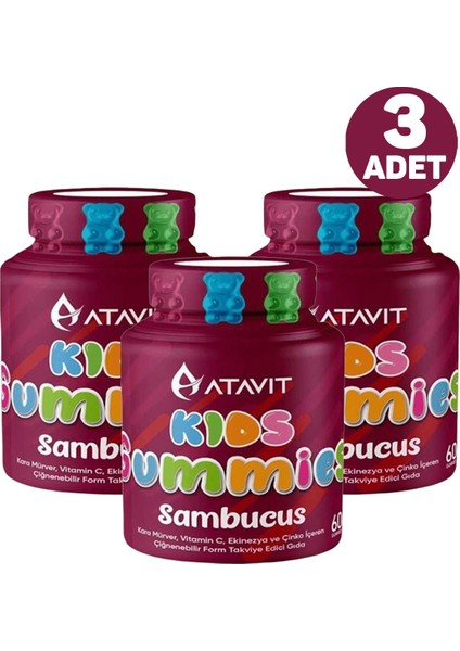 Asfstore Atavit Kids Sambucus 60 Gummies 3 Adet