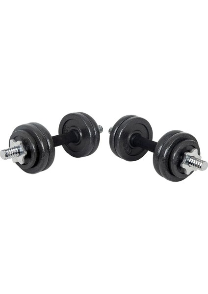 15 kg Döküm Ayarlanabilir Dambıl Seti (12 kg Plaka + 2×35 cm Bar + 4 Spinlock) Siyah