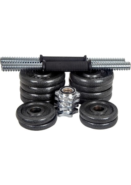 15 kg Döküm Ayarlanabilir Dambıl Seti (12 kg Plaka + 2×35 cm Bar + 4 Spinlock) Siyah fiyatları