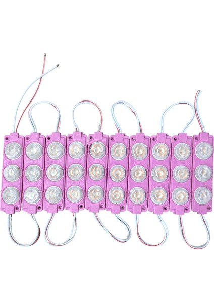 Camlı Parmak LED Lamba Pembe 12 V Su Geçirmez 10'lu 3m Bantlı Kesilebilir
