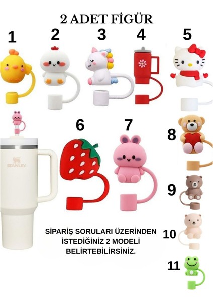 Quencher ve Pipetli Termos Uyumlu Silikon Pipet Tıpası Kapağı Stanleypipet Tıpası 2 Adet