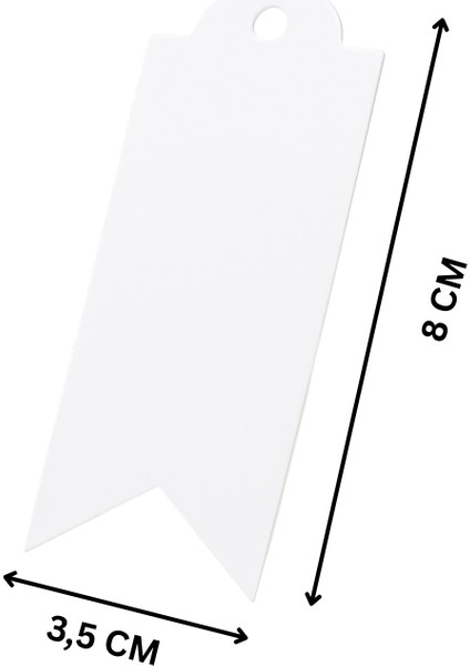 Flama Delikli Etiket- Hediye, Paket ve Çanta Sallantı Etiketi (Ipsiz) - 100 Adet, Beyaz fiyatları