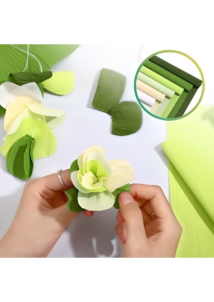 Italyan Krapon Kağıdı NO:353, Çiçek Yapım Kağıdı, 90GR - 50X150CM, Papağan Yeşili - Parakeet Green modelleri