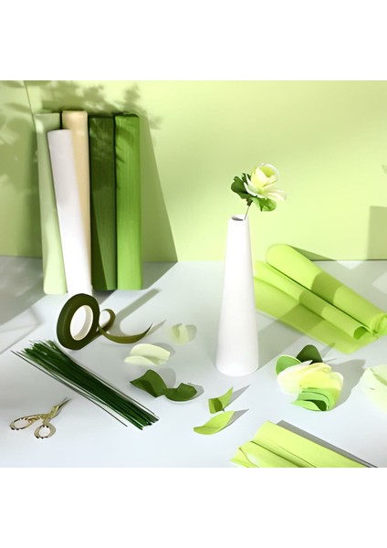 Italyan Krapon Kağıdı NO:353, Çiçek Yapım Kağıdı, 90GR - 50X150CM, Papağan Yeşili - Parakeet Green fırsatları