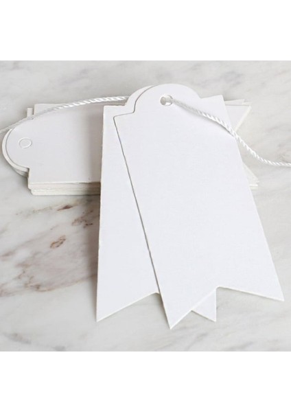 Flama Delikli Etiket- Hediye, Paket ve Çanta Sallantı Etiketi (Ipsiz) - 100 Adet, Beyaz modelleri