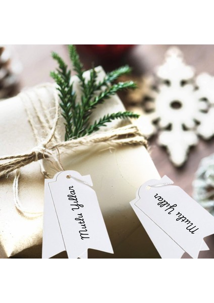 Flama Delikli Etiket- Hediye, Paket ve Çanta Sallantı Etiketi (Ipsiz) - 100 Adet, Beyaz fırsatları