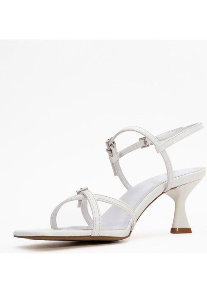 Nebel Beyaz Cilt Kadın Topuklu Sandalet