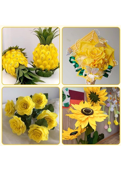 Italyan Krapon Kağıdı NO:371, Çiçek Yapımı Kağıdı, 90 gr - 50X150 Cm, Limon Sarısı - Lemon Yellow fiyatları