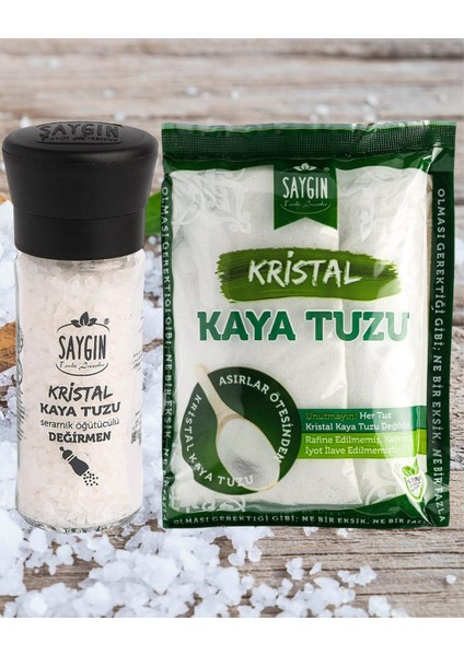 Değirmen Kaya Tuzu (110 Gr) & Sofralık Poşet Kaya Tuzu (500 Gr) 2'li Set