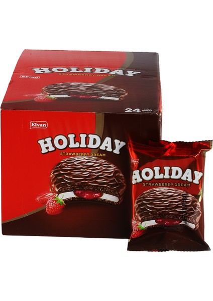 Holiday Çilekli Sandviç Bisküvi 30 Gr. 24 Lü (1 Paket) fırsatları
