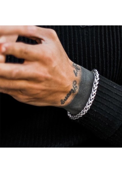Çelik Örgü Zincir Bileklik Kalın