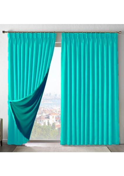 Dauble Blackout Karartma Perde Tek Kanat 1x2 Amerikan Pileli Fon Perde