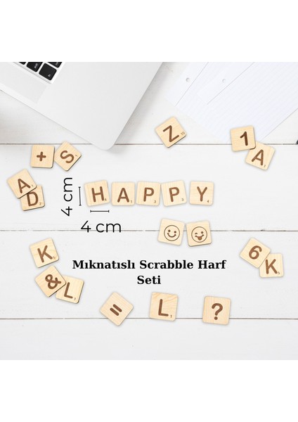 Ahşap 180 Parça Mıknatıslı Harf Seti | 4 cm Scrabble Harfler, Rakam ve Semboller – Dekor & Notluk Veeğlence fiyatları
