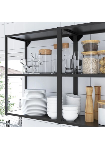 Enhet Antrasit Raf Ünitesi 60 x 30 x 75 cm Açık Mutfak Depolama Alanı