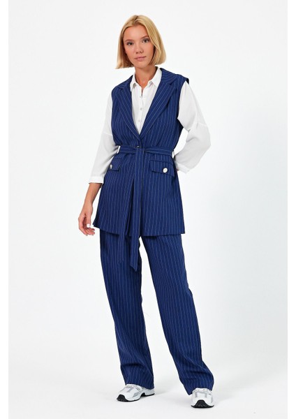 Çizgili Ceket Pantolon Kumaş Takım