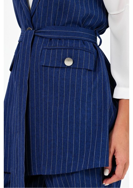 Çizgili Ceket Pantolon Kumaş Takım