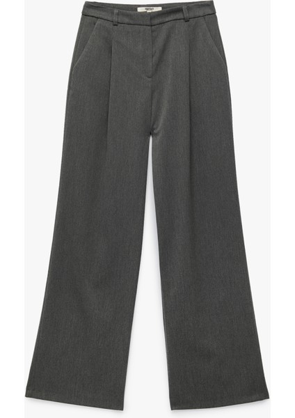 Cepli Pile Detaylı Yüksek Bel Palazzo Pantolon