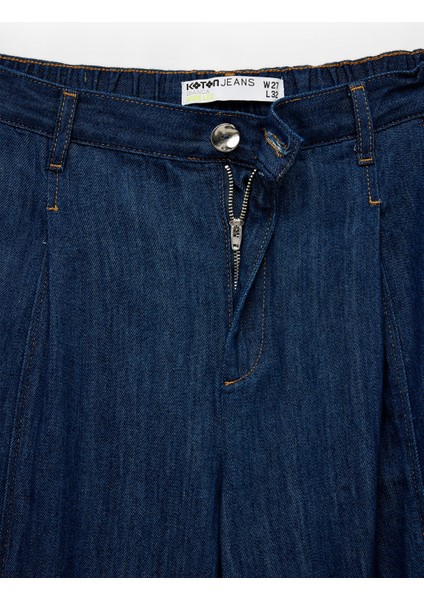 Pamuklu Yüksek Bel Geniş Paça Denim Pantolon - Bianca Wide Leg Jeans fırsatları