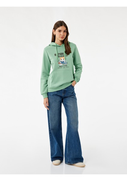 Kanguru Cep Detaylı Şardonlu Kedi Baskılı Kapüşonlu Sweatshirt fiyatları