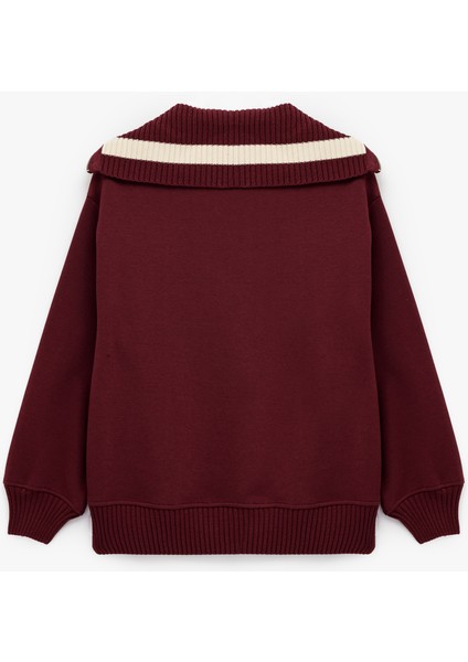 Yarım Fermuarlı Pamuklu Rahat Kalıp Kolej Baskılı Sweatshirt fırsatları