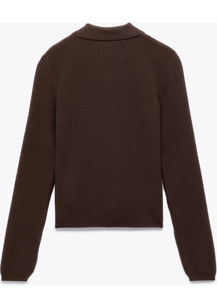 Yarım Düğmeli Uzun Kollu Polo Yaka Triko Kazak fiyatları