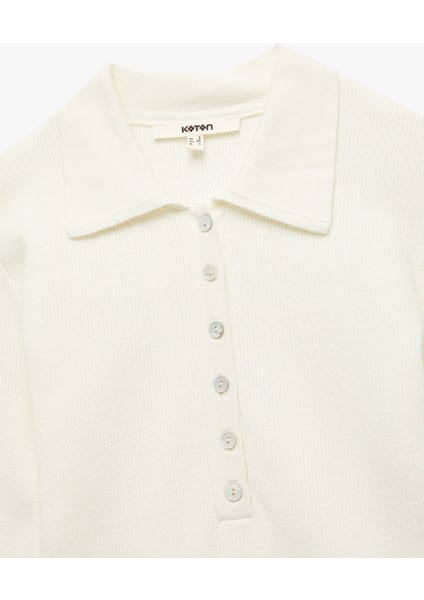 Yarım Düğmeli Uzun Kollu Polo Yaka Triko Kazak modelleri