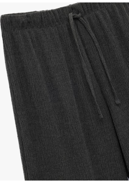 Bürümcük Kumaş Rahat Kalıp Beli Bağcıklı Düz Bol Paça Pantolon modelleri