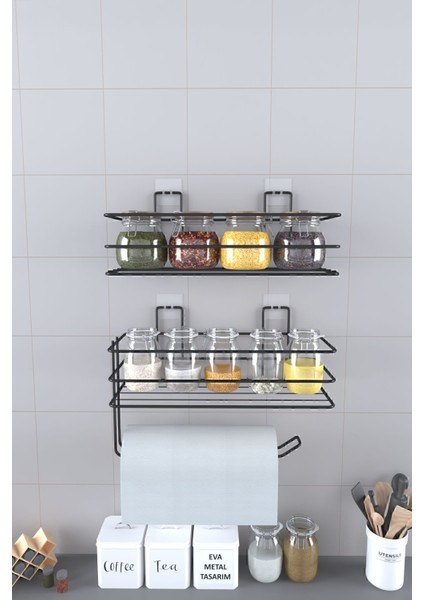 Pratik 2'li Metal Baharat ve Kağıt Havluluk, Şık Mutfak Rafı Seti fiyatları