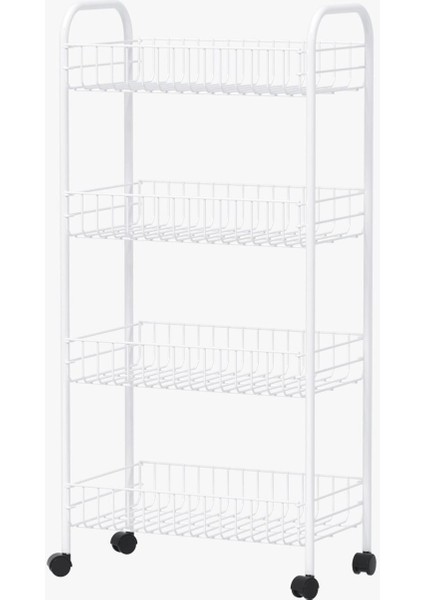 Çok Katlı Metal Sebze Meyve Sepeti Mutfak Düzenleyici Beyaz