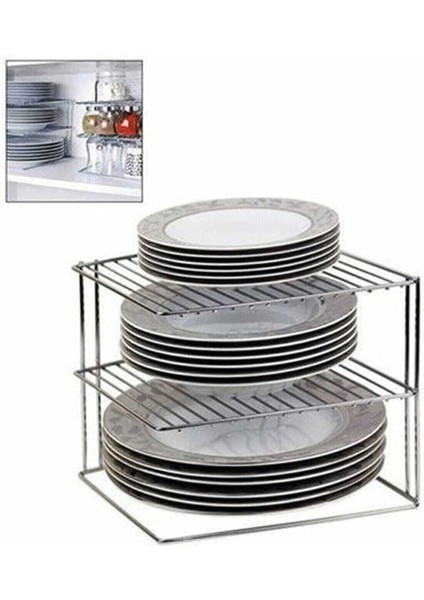 3 Katlı Metal Dolap Içi Raf, Şık ve Dayanıklı Depolama Çözümü