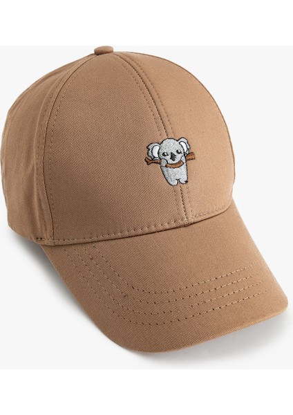 Koala Işlemeli Pamuklu Kep Şapka