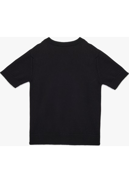 Kısa Kollu Bisiklet Yaka Taşlı Triko Kazak fırsatları