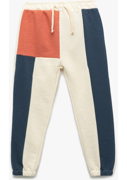 Renk Bloklu Şardonlu Pamuklu Jogger Eşofman Altı