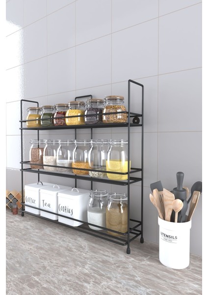 Krom Metal Duvara Asılabilir Baharatlık Standı, Pratik ve Şık Tasarım