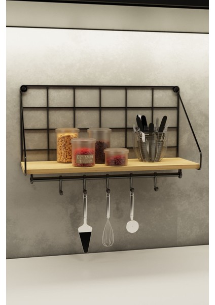 Modern Siyah Metal Duvar Rafı ve Askı, Şık ve Fonksiyonel Saklama Çözümü fırsatları