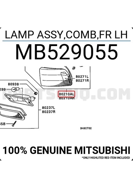 Japon Galant (E3) 1.6:1.8:2.0 88-1992 Sinyal Lambası Sol . (Oem NO:MB529055)