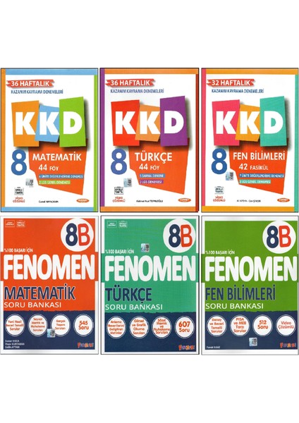 Fenomen Yayıncılık Kurmay Kkd+Fenomen 8b 8. Sınıf Matematik+Fen B.+Türkçe (6 Kitap)