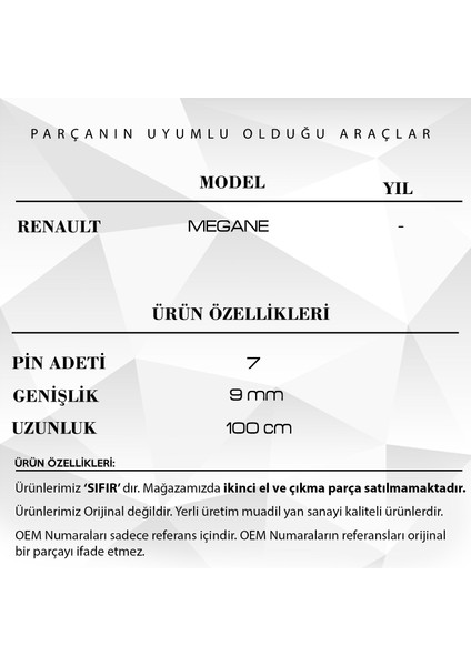 Renault Megane Için Airbag Şerit Kablosu 7 Pin - 100 cm Airbag Sargısı modelleri