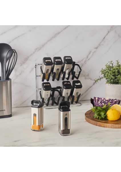 Shinex Inox Standlı 9 Parça Cam Baharat Seti 100 Ml fiyatları