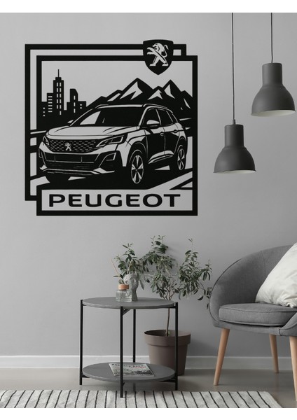 Peugeot Dekoratif Siyah Metal Duvar Tablosu (1,5 mm Kalınlık & 75 cm x 75 Cm)