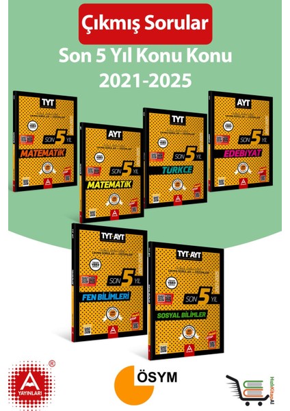 Son 5 Yıl Ayt-Tyt Konu Konu Çıkmış Sorular Seti 2021-2025 Yıllarını Kapsamakta Toplam 6 Eser fiyatları