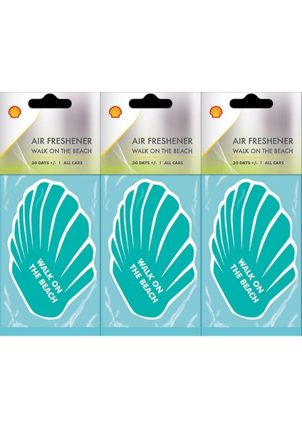 Shell Air Freshener Walk On The Beach 3’lü Set – Deniz Esintili Ferah Aromalı Oto Kokusu