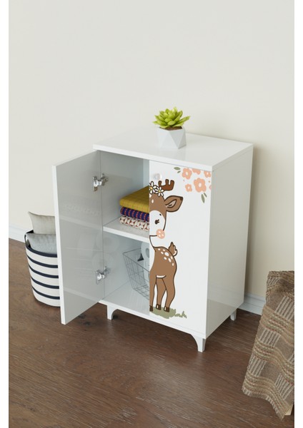 Little Fawn 2 Raflı Çocuk Odası Dolabı Çok Amaçlı Baskılı Oyuncak Dolabı fiyatları